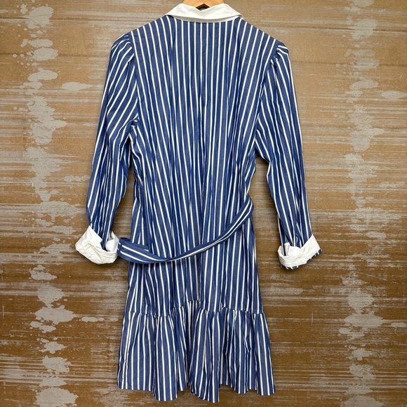 J. Crew Tiered Shirt Dress Cotton Poplin Stripes Preppy Classic Work Womens 14 - Picture 4 of 6